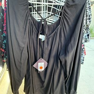 Black Long Sleeve Top with Tie Detail